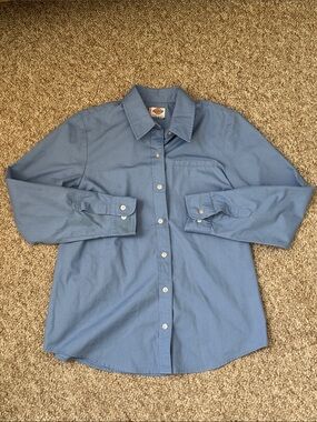 Dickies Unisex Blue Long Sleeve Button-Down Work Shirt Medium